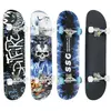 Skateboard - Marque - 79x20cm - 4 roues en PU - Motif de feu bleu