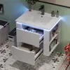 SENSBUN Meuble salle de bain mural avec vasque intégrée en céramique e...