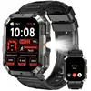 IOWODO Montre Connectée Homme Militaire avec Appels Bluetooth Assistant Vocal 1,84'' HD Smartwatch Étanche Résistant aux Chutes