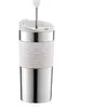 Bodum Mug à piston en inox double paroi Travel Press 0,35 L Blanc crème