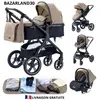 BAZARLAND30.Poussette 3 en 1 Bébé Combinée Siège-Auto Nacelle Trio Rév...