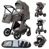 BAZARLAND30.Poussette 3 en 1 Bébé Combinée Siège-Auto Nacelle Trio Rév...