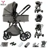 Poussette combinées cosy 3 en 1 Magic ZC, Poussette de luxe voyage, Poussette pliage automatique qualité, sac à maman, Gris Foncé