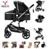 Poussette bebe 3 en 1 - Poussette pour nouveau-né, Poussette pliable a...
