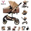 Magic ZC  Poussette bébé, Poussette 3 en 1 avec grande nacelle, poussette trio, pliable un clic, cadre en alliage d'aluminium, Kaki