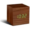 Gingko GK08G8 Click Clock Réveil Cube Effet Noyer LED Vert