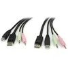 StarTech.com Câble de commutateur KVM DisplayPort®USB 4 en 1 de 1,8 m avec audio et microphone - STARTECH