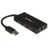 StarTech.com Hub USB 3.0 portable à 3 ports avec câble intégré plus Gigabit Ethe