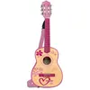 Bontempi guitare en bois avec 6 cordes et bandoulière 75 cm rose