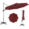 COSTWAY Parasol Déporté Inclinable Dia.339x260cm avec Base Croisée Rot...