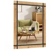 COSTWAY Miroir Mural Rustique avec Cadre en Bois de Sapin, Miroir Déco...