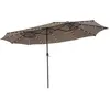 COSTWAY Parasol de Jardin Double avec 48 Lumières Solaires LEDs, 12 Ne...