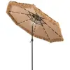 COSTWAY Parasol de Plage 305 cm Inclinable en Paille PE-32 LED et Lumi...