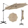 COSTWAY Parasol Déporté Inclinable Dia.339x260cm avec Base Croisée Rot...