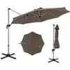 COSTWAY Parasol Déporté Inclinable Dia.339x260cm avec Base Croisée Rot...