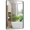 COSTWAY 76x56cm Miroir de Salle de Bain, Structure en Métal Noir Mat, ...