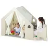 GOPLUS Tente d’Activité en Bois pour Enfants 2-6 Ans, Tente de Jeu 6 e...