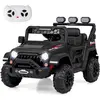 COSTWAY Costway 12v Voiture Electrique Enfants, Télécommande 2,4g, 3 Vitesses & Suspension À Ressorts, Led, Usb, Musique, Lumières, Noir