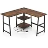 Costway COSTWAY Bureau en Forme de `L¿ avec Prises de Courant et Ports...