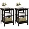 COSTWAY Lot de 2 Table de Chevet à 3 Niveaux, Table d'Appoint Simple e...
