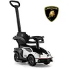 Voiture à Pousser 3 en 1 pour Enfants 12-36 Mois COSTWAY Licence Lamborghini Poignée&Volant&Garde-cor 86x40x905CM Blanc
