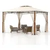 Pavillon de Jardin 36 x 3 x 228M COSTWAY-Moustiquaire-Dou Toit en Tissu Polyester Etanche-Structure Métalliques-PatioTerrass