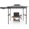 Tonnelle de Barbecue 318 x 153 cm COSTWAY-Auvent Latéral-Toit à 2 Nive...