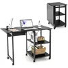 COSTWAY Bureau Pliable sur Roulettes Structure en Métal 107,5 x 54 x 7...