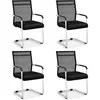 Costway Lot De 4 Chsaises De Conférence Avec Base Luge, Accoudoirs En Métal, 54 X 54 X 95 Cm Pour Maison, Bureau, Salle D¿Attente