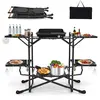 COSTWAY Table de Camping Portable Pliable, 4 Tablette d'Appoint, Sac d...