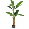 COSTWAY Bananier Artificiel de 165 cm Tiges Doubles 10 Grandes Feuilles, Plante Verte en Pot, Décoration de Maison, Salon, Bureau