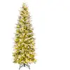 Sapin de Noël Artificiel Floqué de Neige 190CM COSTWAY-280 Lumières LE...