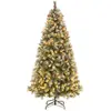 Giantex Sapin de noël 909 branches articulées baies et pommes de pin 195cm