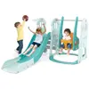 4 en 1 Toboggan Enfant Pliable avec Balançoire Réglable & Panier de Basketball, Aire de Jeux Polyvalent Intérieur avec Échelle d'Escalade & Ballon,