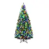 Giantex Sapin de noël artificiel lumineux led lumière 4 couleurs 180 cm