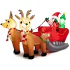 COSTWAY Traîneau Gonflable de Noël Lumineux H 130 cm avec Père Noël et...