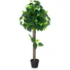 Costway arbre artificiel d'hortensia de 114 cm, faux arbre en soie en ...