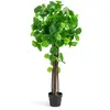 COSTWAY Arbre Artificiel 110 cm de Pommier Crabe, en Pot avec Tronc en Bois Véritable, Branches Réglables pour Maison, Bureau