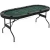 Table de Poker Pliable-COSTWAY-pour 8 Joueurs-182 x 82 x 75 cm-Ovale-8 Porte-Gobelets-Surface en Feutre-Multifonction-Noi + vert
