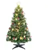 Sapin de Noël LED Artificiel 150cm COSTWAY-49 Lumière Blanc Chaud,8 Modes d'Éclairage-Fibre Optique-Etoile ,Lampes à Pétrole-PVC