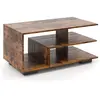COSTWAY Table Basse avec Rangement, Table Basse Salon avec Etagères, D...