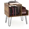 Meuble Rangement de Tourne-disque COSTWAY, 2 Prises Secteur et de 2 US...