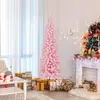 COSTWAY Sapin de Noël Artificiel Rose 180 cm, 460 Branches, Support en...