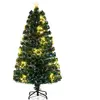 Sapin de Noël Artificiel 150CM COSTWAY-Fibre Optique-24 Lumières Guirl...