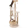 COSTWAY Arbre à Chat Multi-niveaux en Bois 164CM, Poteaux à Gratter en...