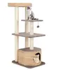 COSTWAY Arbre à Chat Multi-niveaux en Bois 131 CM, Poteaux à Poteaux à...