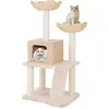 COSTWAY Arbre à Chat Multi-niveaux en Bois 122 CM, Poteaux à Gratter e...