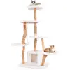 COSTWAY Arbre à Chat Multi-niveaux en Bois 168 CM, Perchoirs, Condo, G...