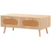 Table Basse en Rotin Moderne COSTWAY, 2 Tiroirs, Compartiment Arrière,...