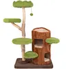 Arbre à Chat Multi-niveaux en Bois 141 CM COSTWAY, Poteaux à Gratter e...